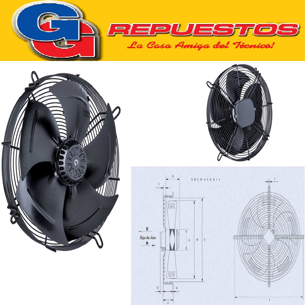 FORZADOR MOTOVENTILADOR BlueStar-YWF4D-450S--ASPIRANTE TRIFASICO PALA  REJA