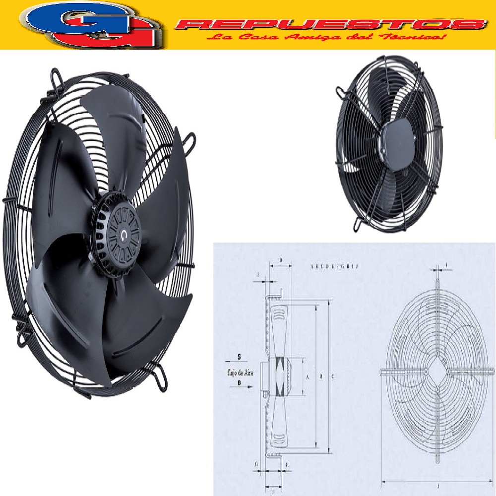 FORZADOR MOTOVENTILADOR BlueStar-YWF4E-350S- ASPIRANTE MONOFASICO PALA REJA