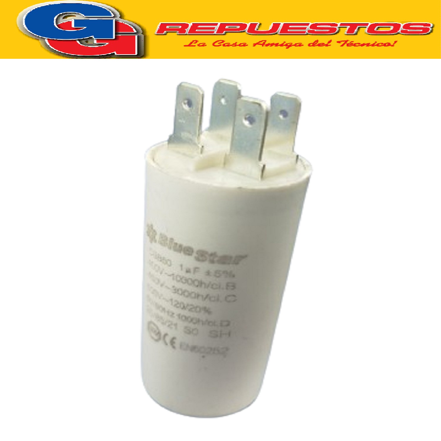 CAPACITOR 1uF CILINDRO S/TORNILLO -  BlueStar -CBB60-3