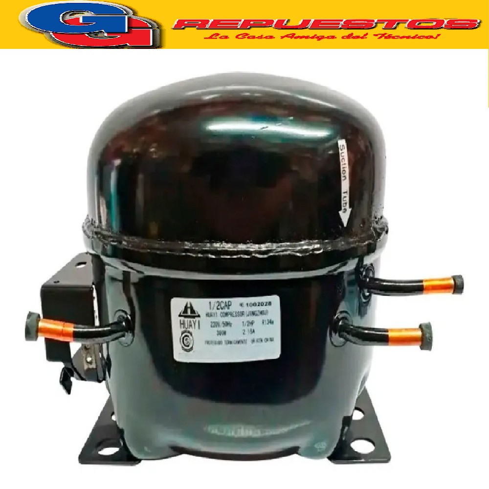 MOTOCOMPRESOR HUAYI 1/2 HP C/Capacitor DUAL R12 R134 BLEND 3 60fr PARA HELADERAS FAMILIARES Y FREEZER- NO ES COMERCIAL