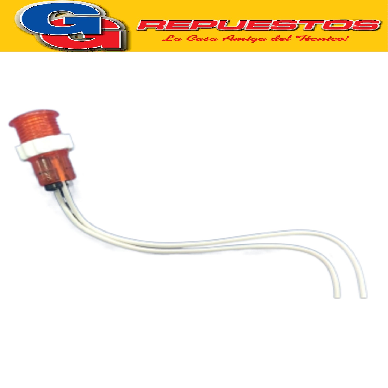 OJO DE BUEY AMBAR C/ROSCA C/CABLE  220 V DIAMETRO DEL CUERPO 12 mm