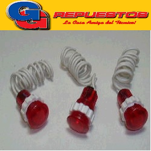 OJO DE BUEY ROJO C/ROSCA C/CABLE  220 V DIAMETRO DEL CUERPO 12 mm
