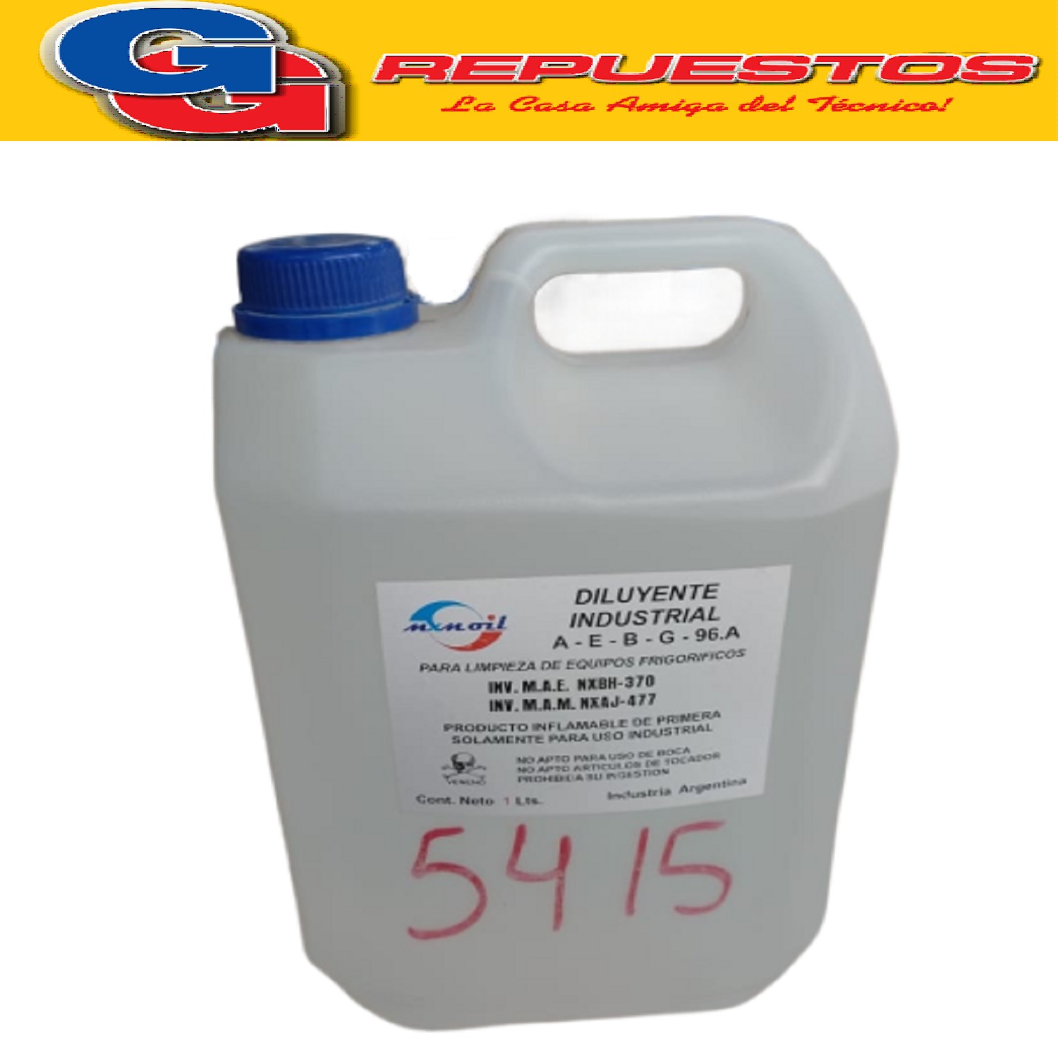 DILUYENTE INDUSTRIAL PARA REFRIGERACION AGENTE DE LIMPIEZA   X 5 LTS