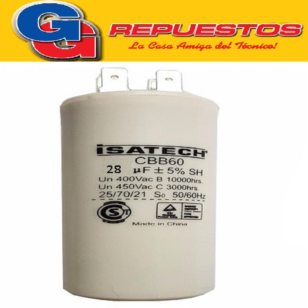 CAPACITOR 28uF CILINDRO S/TORNILLO - BlueStar -CBB60-3-