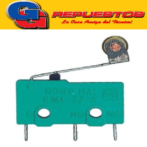 MICROSWITCH  3A 250V PARA CABLE LEVA CON RUEDA de 20 mm de largo, 10 mm de alto y 6mm de ancho