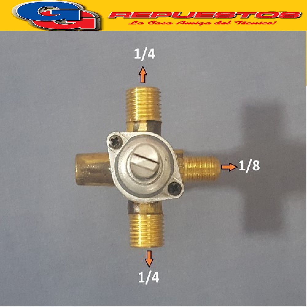 VALVULA ROBINETE DE SEGURIDAD CALEFACTOR VOLCAN V 10 1/8 X 1 /4 X 1/4 (COC 21) VOLCAN / PERILLA / 1/8 PESTAÑA / 1/4 VIROLA / 1/4 VIROLA 