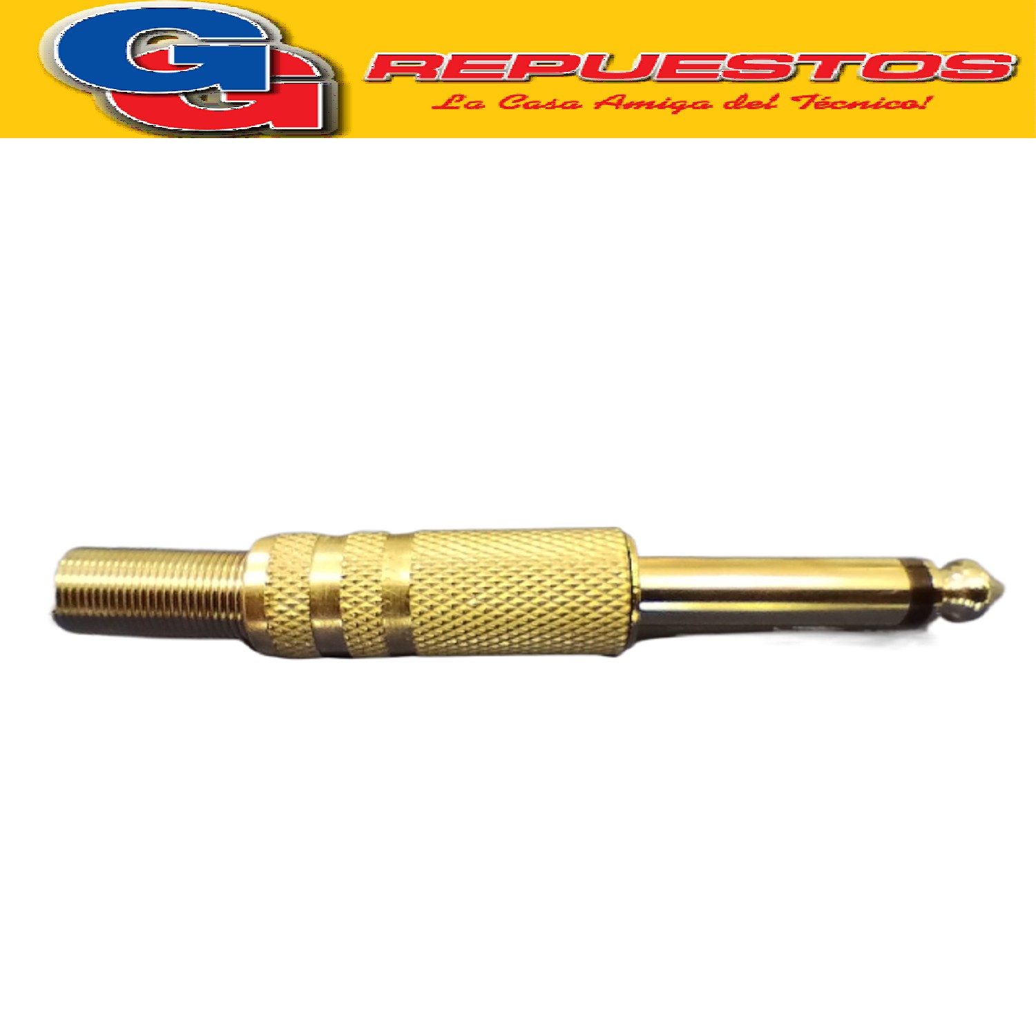 FICHA CONECTOR PLUG/JACK 6.5mm/6.3mm MONO METALICO C/RESORTE 7mm - AUDIO, MICROFONO, TECLADO, GUITARRA, BAJO Y MAS