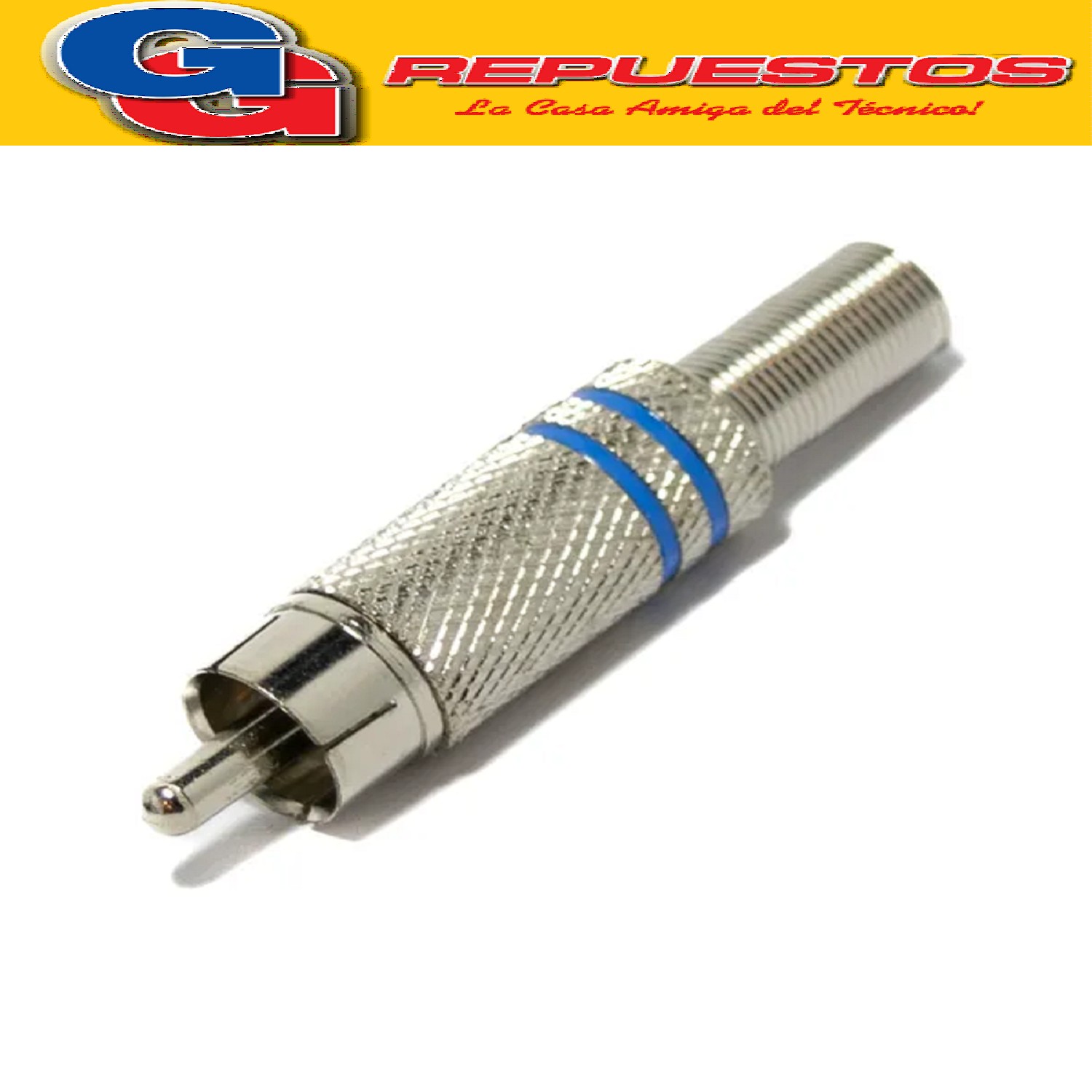 FICHA CONECTOR PLUG RCA AZUL METALICO C/Res. 6.5mm