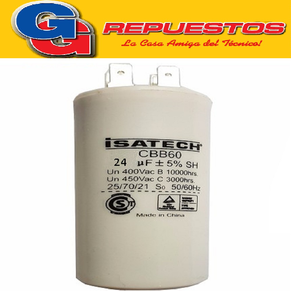 CAPACITOR 24uF CILINDRO S/TORNILLO - BlueStar -CBB60-3-