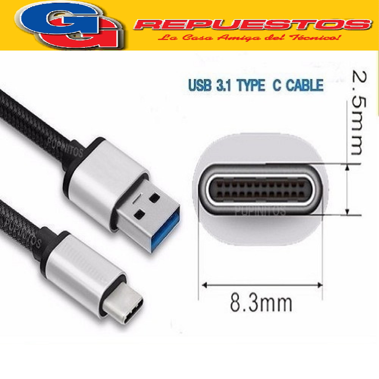 CABLE TYPO-C USB PARA CELULAR S8 Y OTROS CABLE TIPO C