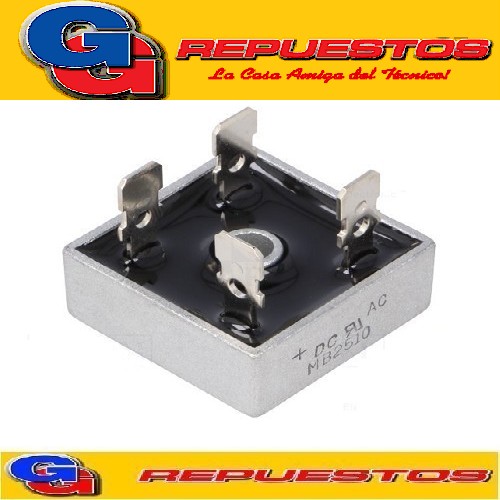 PUENTE RECTIFICADOR 25A 1000V TIPO MESA (PALA) (MB2510/KBPC2510) DIODO