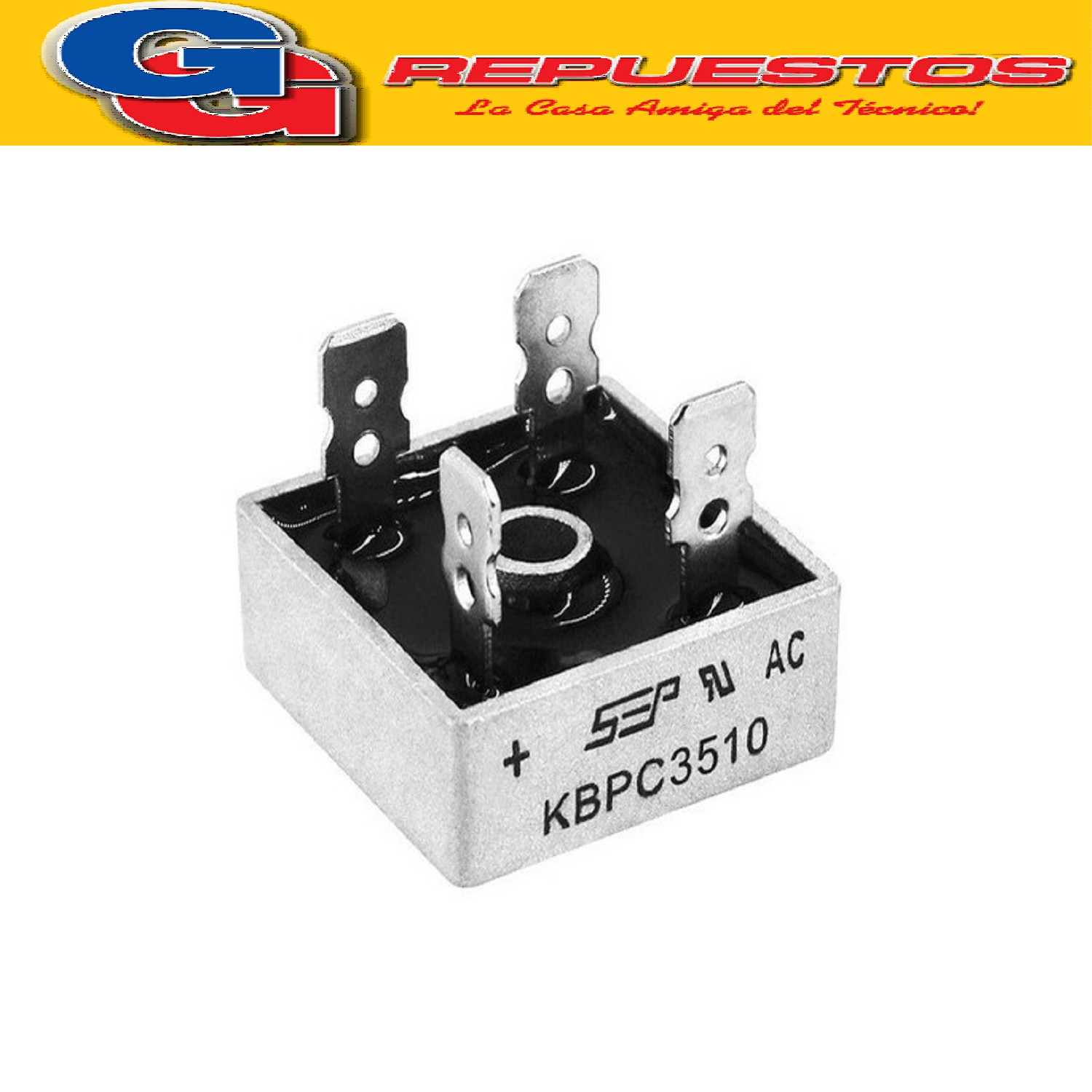 MB3510/KBPC3510 PUENTE RECTIFICADOR DIODOS 35A 1000V TIPO ME SA (PALA)