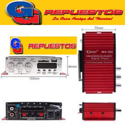 AMPLIFICADOR MA120-190 12V ENTRAD USB Y SD, INCLUYE CONTROL REMOTO. POTENCIA