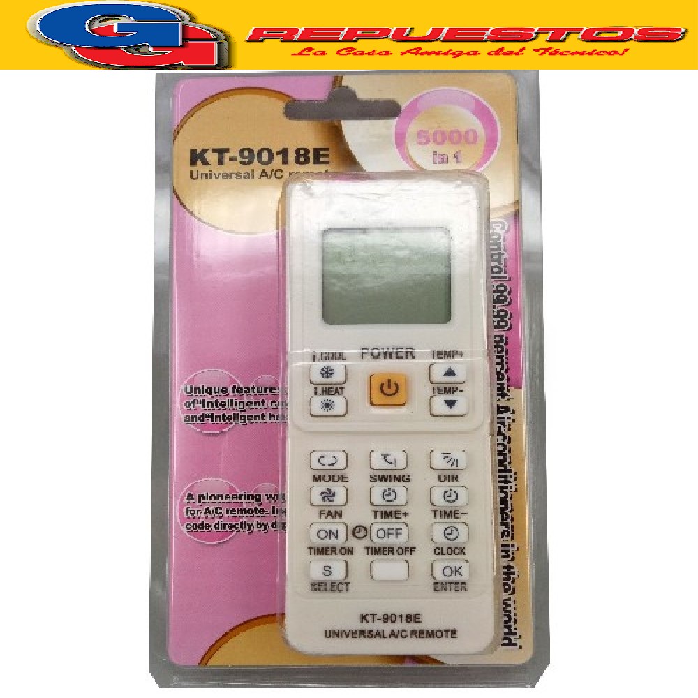 CONTROL REMOTO AIRE ACONDICIONADOKT9018 UNIVERSAL 5000 EN 1