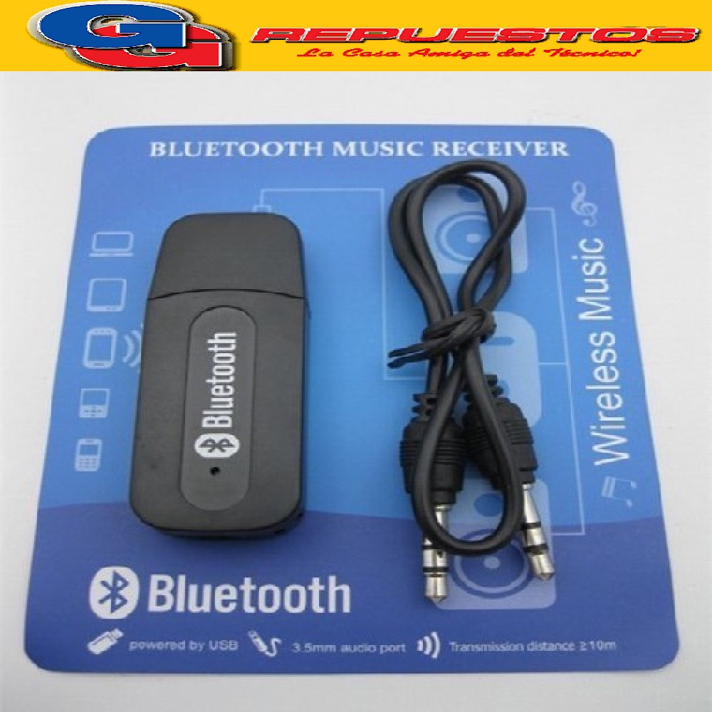 RECEPTOR BLUETOOTH PARA AUTO O EQUIPO DE MUSICA. TOMA ENERGÍA POR USB. TIENE QUE CONECTARSE POR PLUG Y POR USB A LA VEZ.