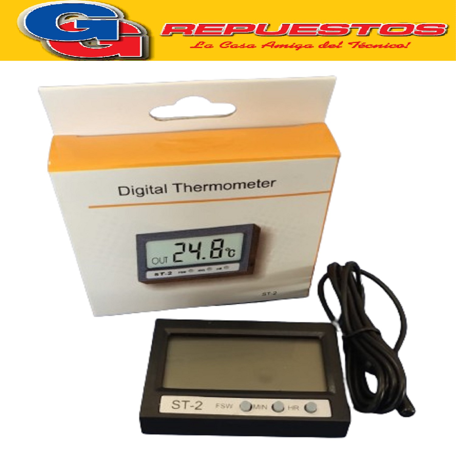 TERMOMETRO DIGITAL ST2- REFRIGERACION- 2EN1- DOBLE SENSOR- R ANGO DE TEMPERATURAS -70ª a 50ª C