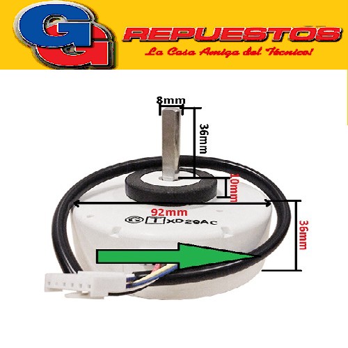 FORZADOR MOTOR EVAPORADOR AIRE ACONDICIONADO SPLIT  P31CF340302B/ICF-340-30-2/1002108301 16W-0.24A-4 POLOS (DIAM. EJE 8MM/LARGO EJE 36MM/DIAM. MOTOR 92MM/ ALTO MOTOR 36MM) GIRO ANTIHORARIO