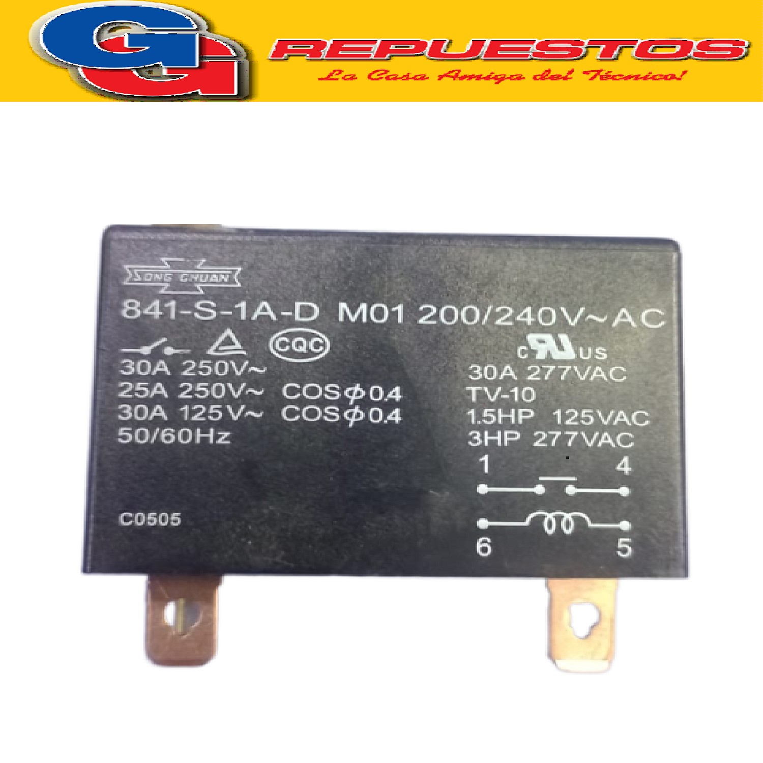 RELAY  MINI CONTACTOR RU30A-250V 50/60HZ PARA AIRE ACONDICIONADO 841-S-1A-D M01 200/240 AC