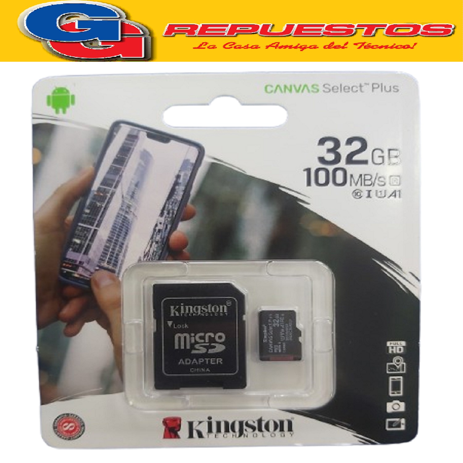 TARJETA DE MEMORIA MICROSDHC 16GB CLASE 10 C/ADAPTADOR 80 MB /S