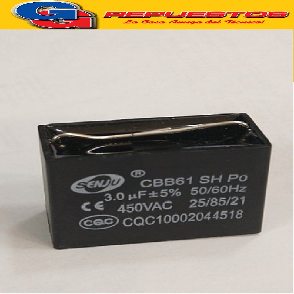 CAPACITOR 3uF X 450V CUADRADO CON PINES PARA SOLDAR EN PLACA CBB61