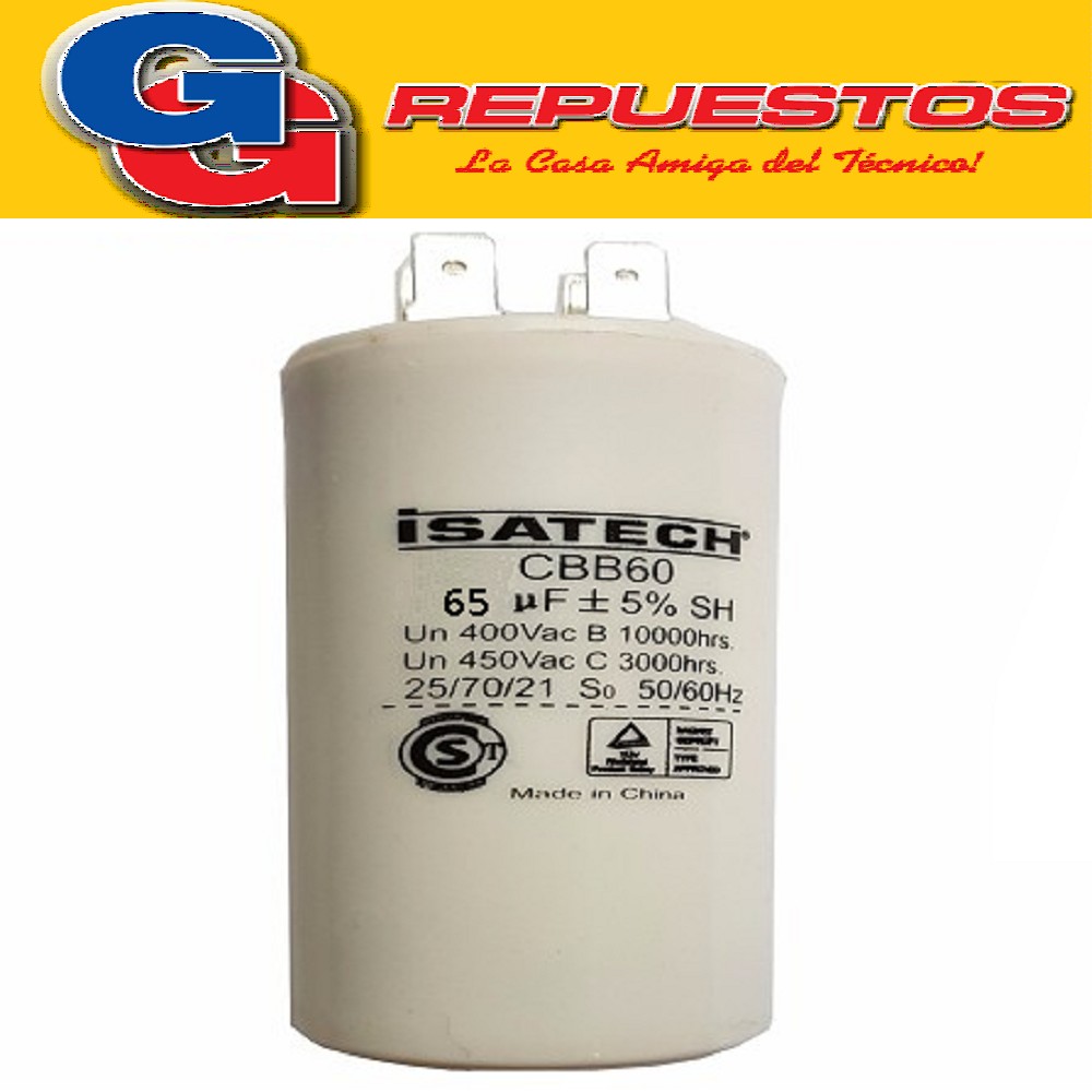 CAPACITOR 65uF CILINDRO S/TORNILLO CBB65(65X450)