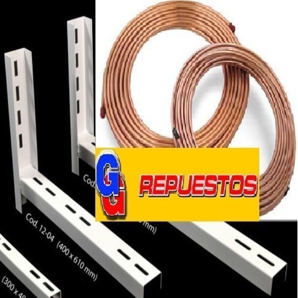 COMBO OFERTA 1 ROLLO CAÑO DE COBRE 1/4 15 MTS 1 ROLLO 15 MTS 5/8 MARCA ELUMA Y 5 PARES DE MENSULA 61 CM SUPER REFORZADAS