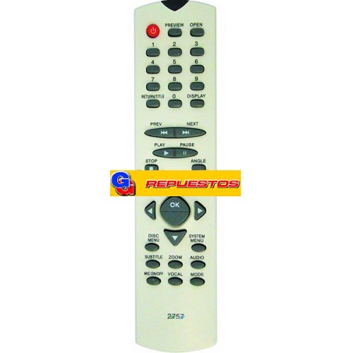 CONTROL REMOTO DVD ADMIRAL 2757