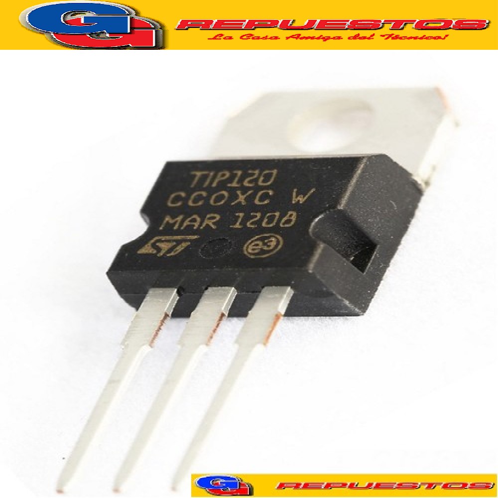 TIP120 TRANSISTOR NPN DARLINGTON DE SILICIO (IGUAL A TIP 125 / 126 / 127) (APERTURA DE EMISOR Y BASE 60V/80V/100V / APERTURA COLECTOR 5V)