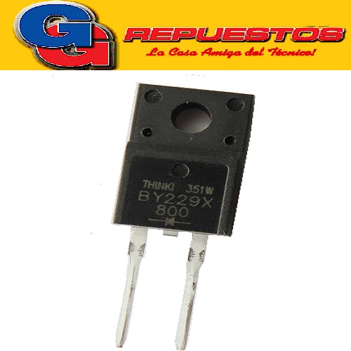 BY229X800 DIODO RECTIFICADOR DIFUSO DOBLE PASIVO 8A 800V