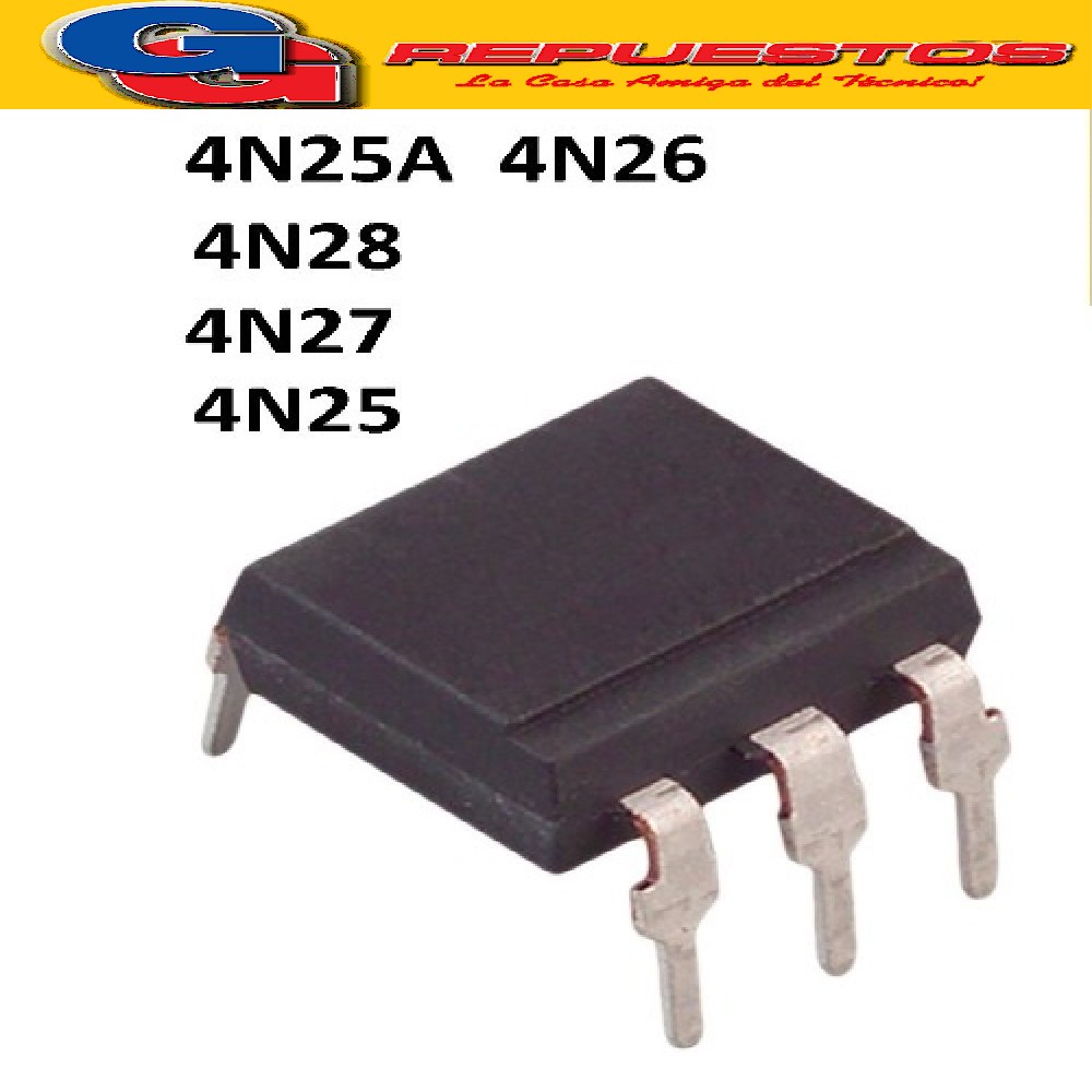 4N27 = 4N28 = 4N25 = 4N25A = 4N26 OPTO ELECTRONICA FOTOTRANS ISTOR 70V/150MA/150MW