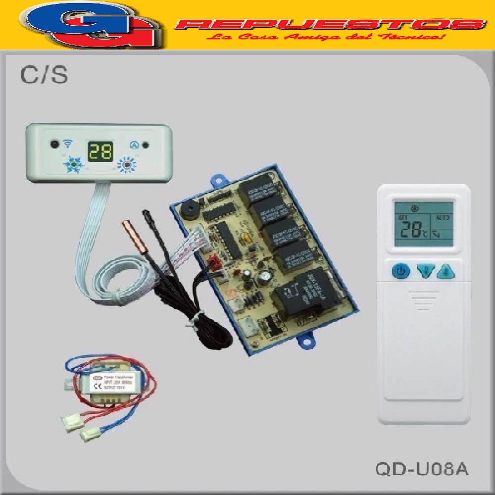 PLAQUETA AIRE ACONDICIONADO UNIVERSAL CON CONTROL.REMOTO QD- U08C 3 VELOCIDADES CON DISPLAY