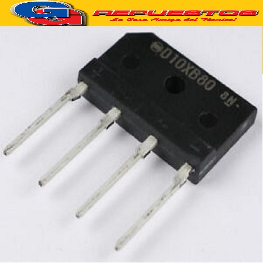 D10XB80 DIODO PUENTE RECTIFICADOR (800V/10A/55pF/1.4°C/W)