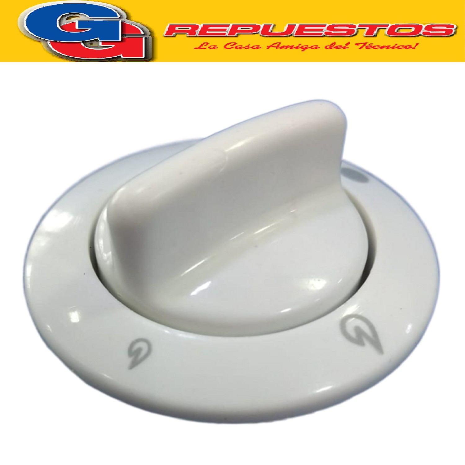 VOLANTE PERILLA COCINA DOMEC 95 - 96 BLANCA Ø 8 MM / PERILLA CON ARO Y RESORTE / DIAMETRO DEL EJE 8MM