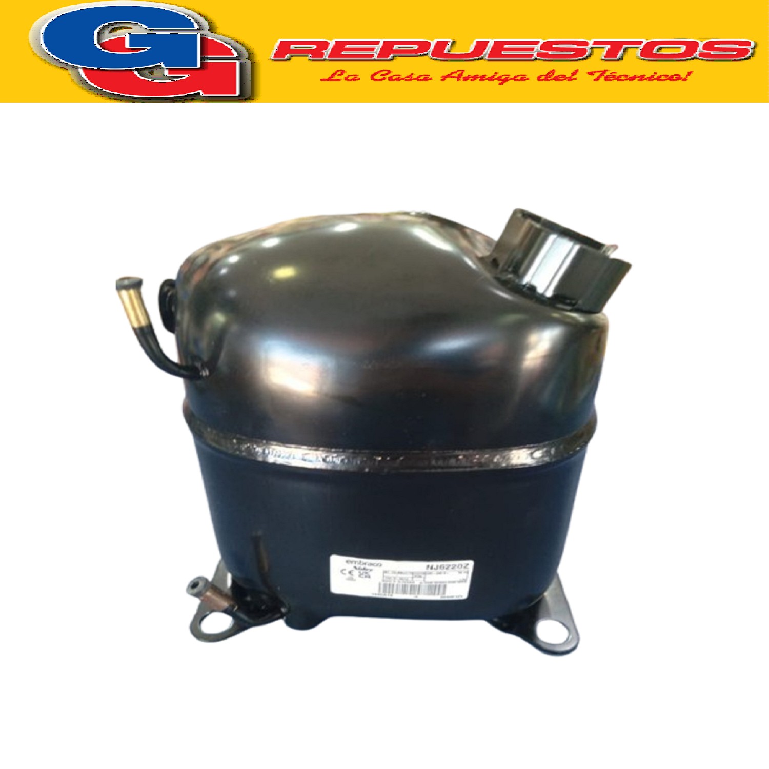 MOTOCOMPRESOR EMBRACO ASPERA 1 HP R134 HBP NJ6220Z COMERCIAL PARA MEDIA TEMPERATURA BIGAS R12 BLEND