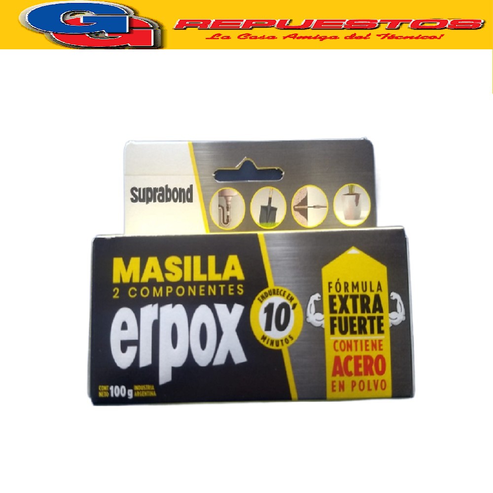 MASILLA 2 COMPONENTES ERPOX 10 MINUTOS 100 GRS CON ACERO EN  POLVO