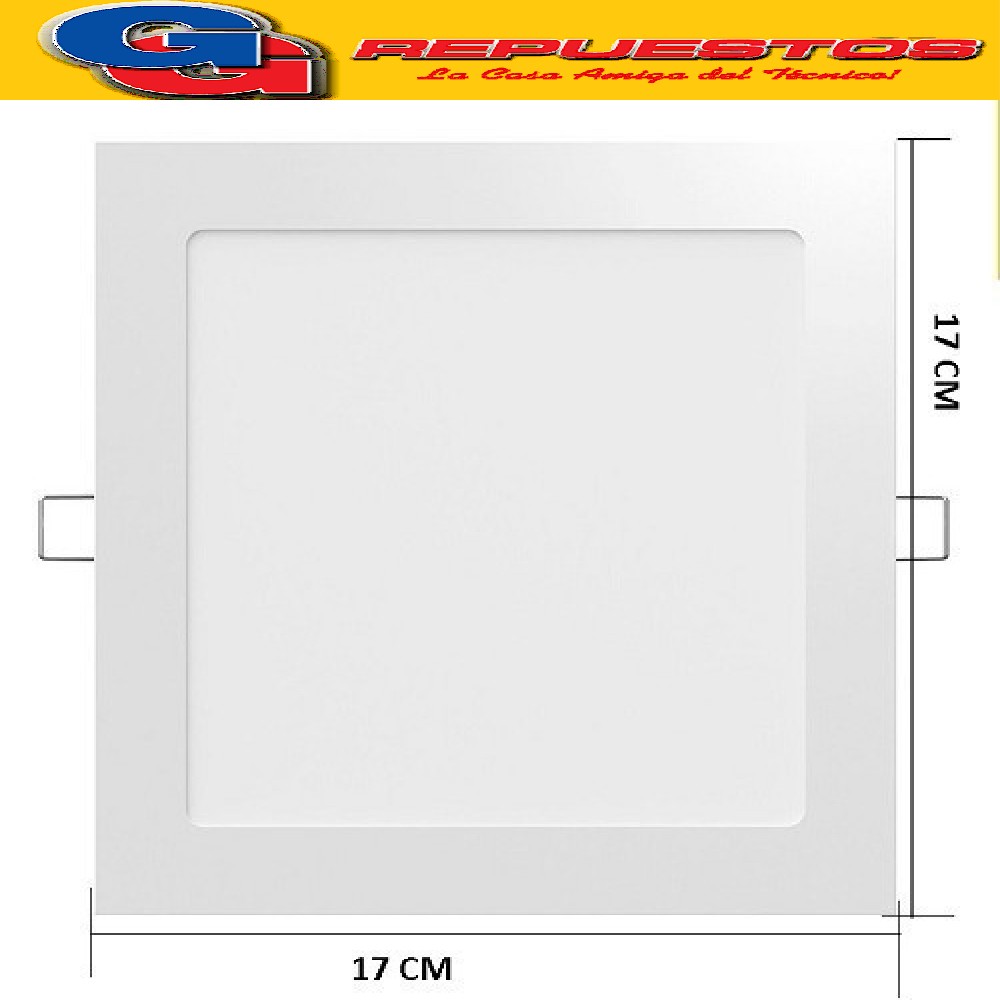 PANEL LED CUADRADO PARA EMBUTIR 12W CON DRIVER EXTERNO - 120 ° 1000 LUMENS - 170x170MM - BLANCO FRIO