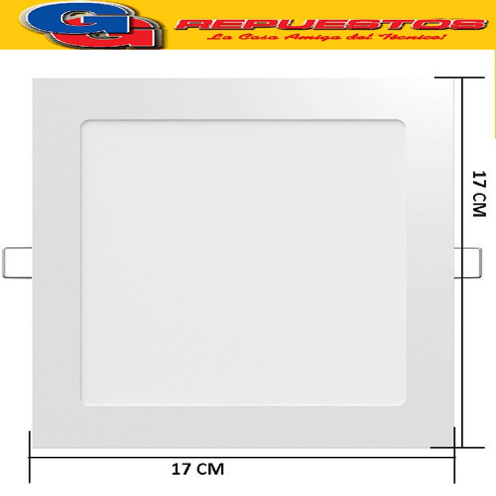 PANEL LED CUADRADO PARA EMBUTIR 12W CON DRIVER EXTERNO - 120 ° 960 LUMENS - 170x170MM - BLANCO CALIDO