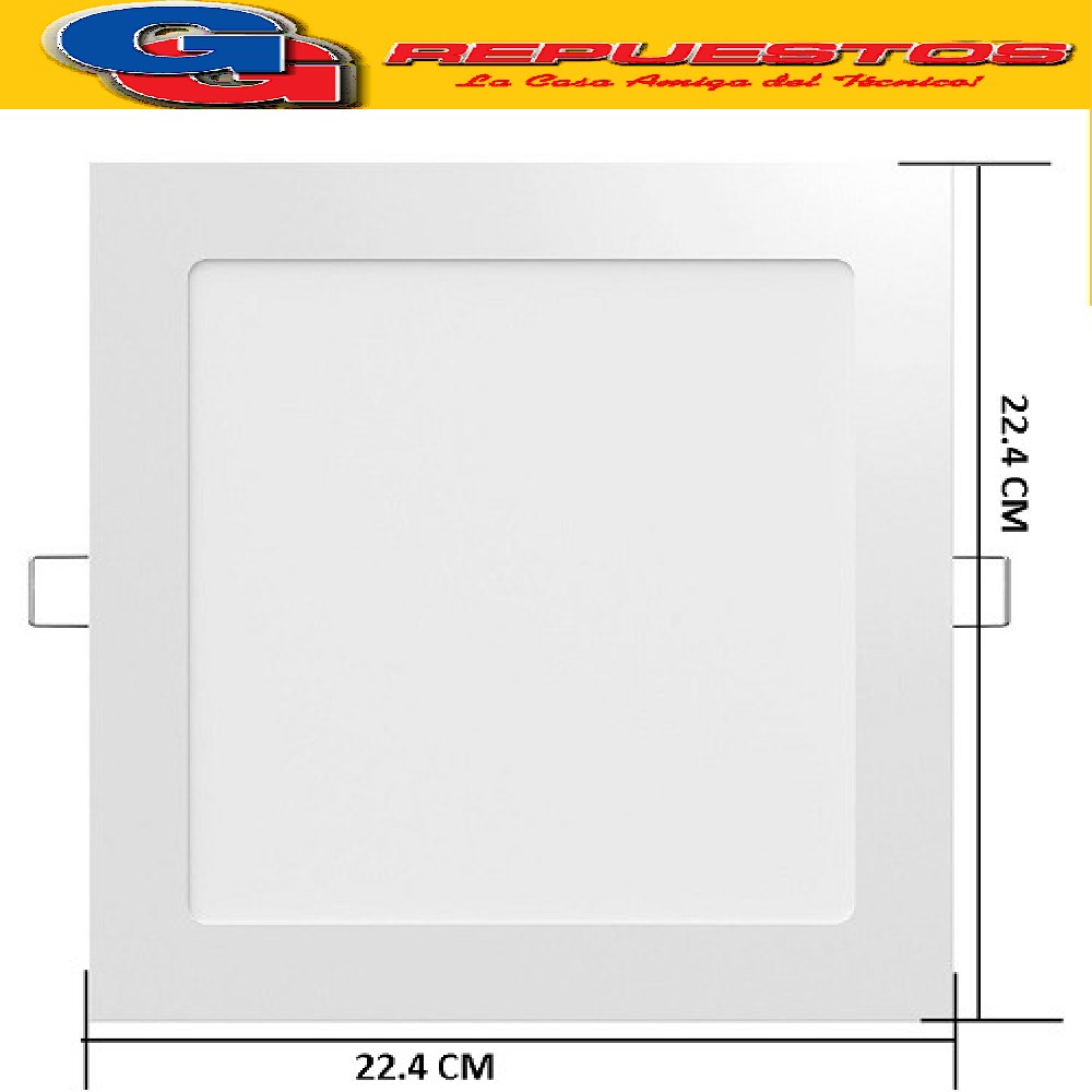 PANEL LED CUADRADO PARA EMBUTIR 18W CON DRIVER EXTERNO - 120 ° 1550 LUMENS - 224x224MM - BLANCO CALIDO