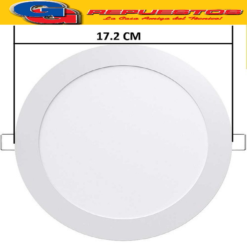 PANEL LED REDONDO PARA EMBUTIR 12W CON DRIVER EXTERNO - 120° 1000 LUMENS - DIAMETRO 172MM - BLANCO FRIO