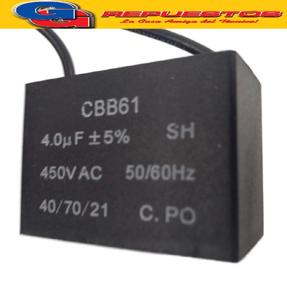 CAPACITOR 4uF x 450V CUADRADO CON CABLES