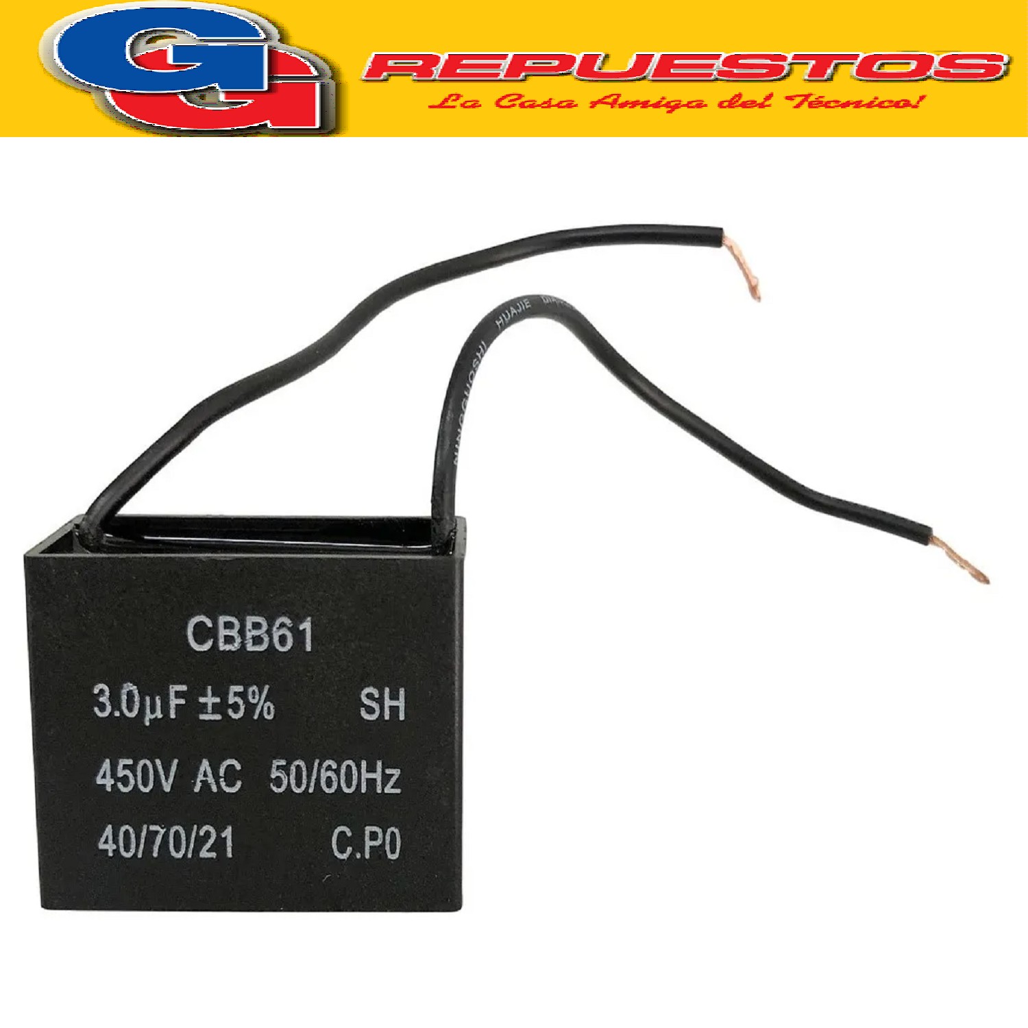 CAPACITOR 3uF X 450V CUADRADO CON CABLE