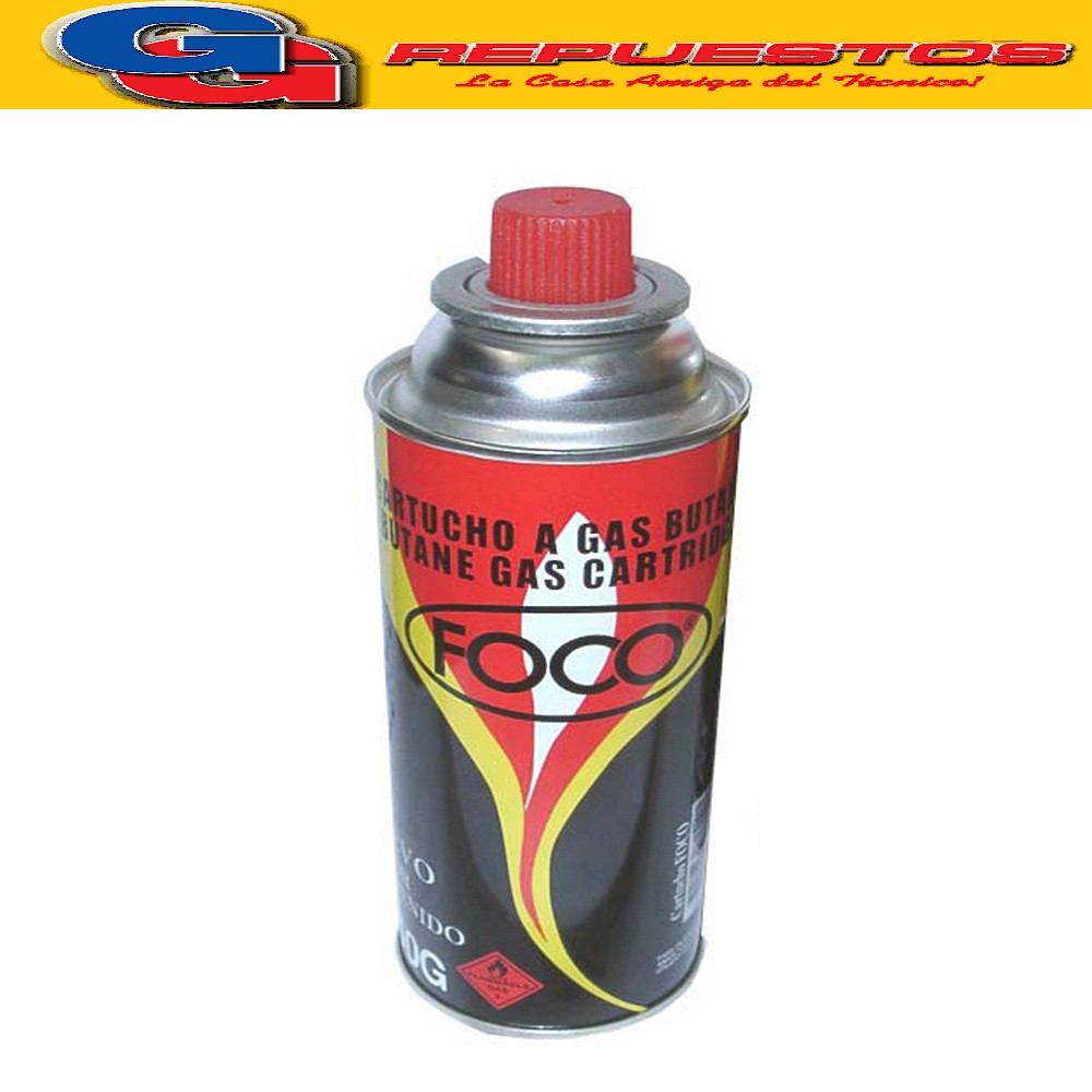 CARTUCHO LATA GAS 250 gr FOCO (AEROSOL) DESCARTABLE
BUTANO