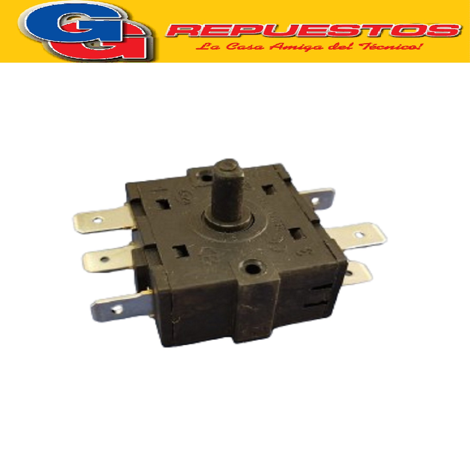 INTERRUPTOR LLAVE SELECTOR CONMUTADOR HORNO ELECTRICO 6 CONT ACTOS 8 POSICIONES 6 CONTACTOS 1 posición apagado, 2 posición conecta (A con 1 ) , 3 posición conecta (A con 2 ) , 4 posición conecta (A con 1 y 2) , 5 posición apagado, 6 posición ( B con 3) , 7 posicion (B con 4), 8 posicion ( B CON 3 y 4) 