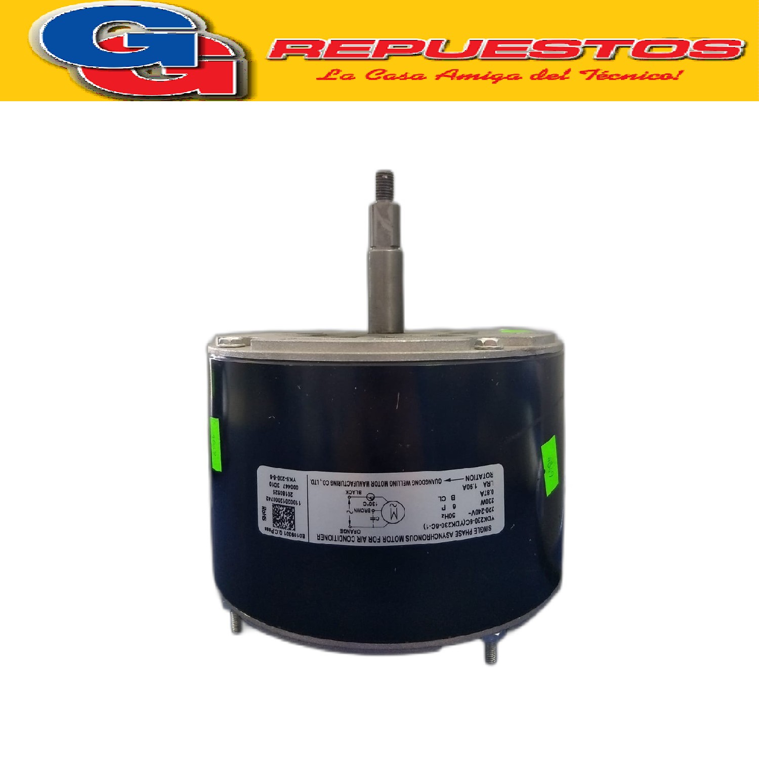 FORZADOR MOTOR CONDENSADOR AIRE ACONDICIONADO YDK230-6C (YSK 230-6C-1) GIRO ANTIHORARIO 220-240V 50Hz 230W 0.87A e0109301|2018052500005|wl0000447|11002012000742|yks-230-6-6 3 CABLES + TIERRA
PISO TECHO 