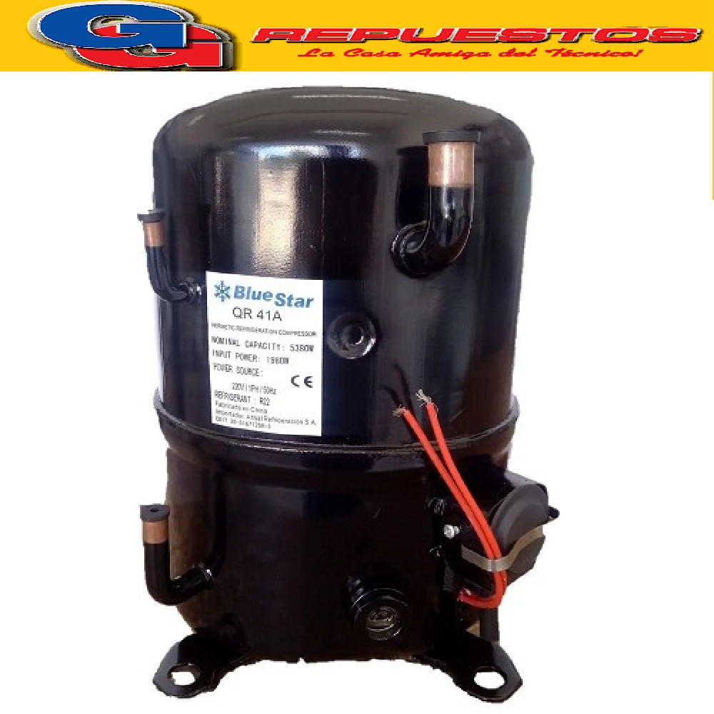 MOTOCOMPRESOR BlueStar 1.8HP-M404-QR41A CONEXION MONOFASICA COMPATIBLE CON R22