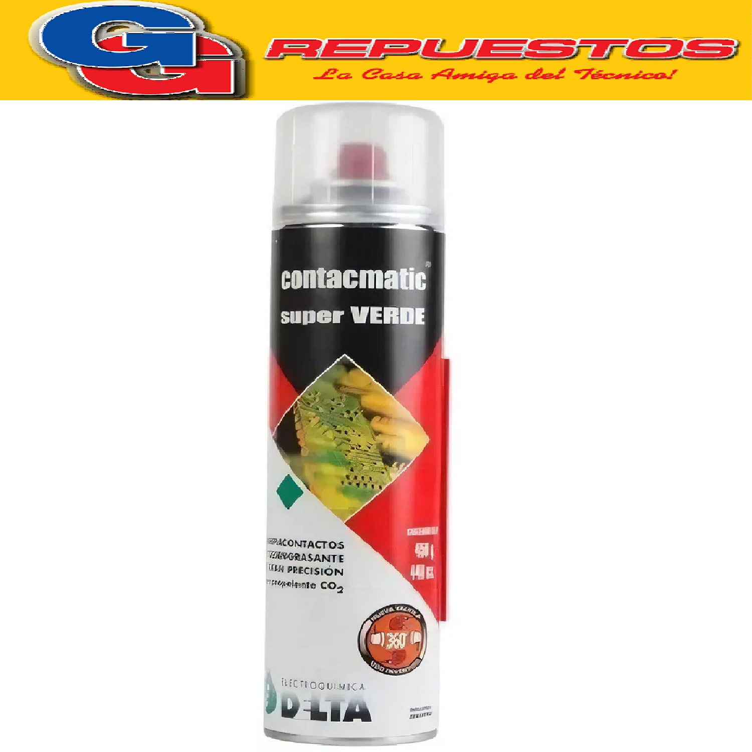 CONTACMATIC SUPER VERDE CON PROPELENTE CO2 450GR LIMPIA CONTACTOS