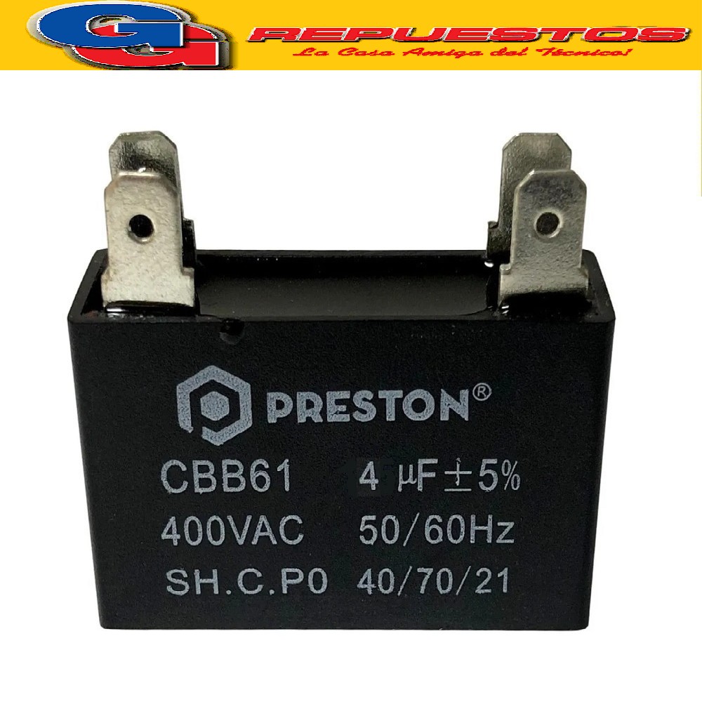 CAPACITOR 4uf X 450V CUADRADO CON PALAS