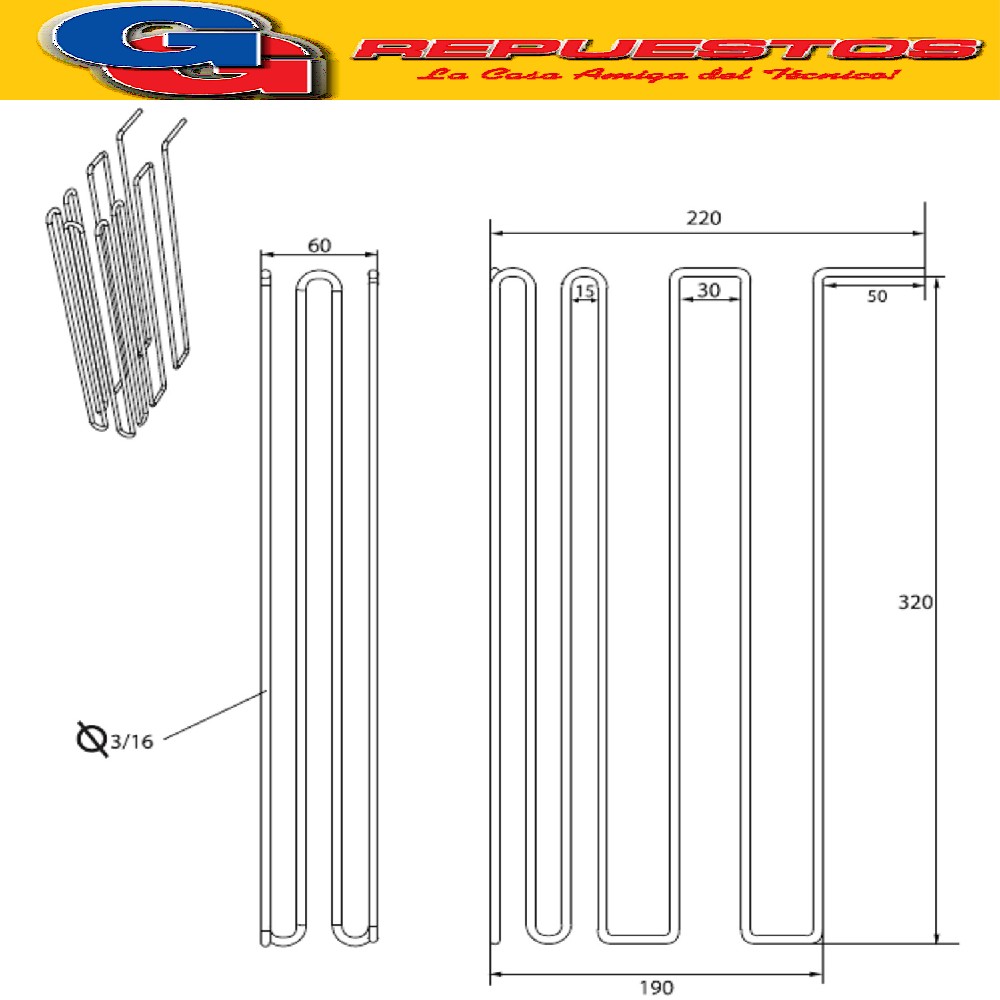 RESISTENCIA HELADERA ELECTROLUX NO FROST DF34 NACIONAL 220V  180W