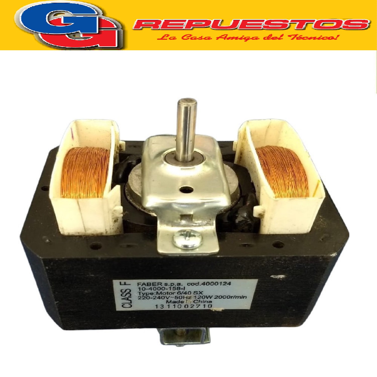 MOTOR PARA PURIFICADOR SPAR SX 120W FABER SPA COD:4000124 10 -4000-158I TYPE MOTOR 6/40SX 220-240V-50HZ 120W 2000 r/min
Motor para purificador Spar y Whirlpool
- 6/40, K40 P40 SX
- Motor giro izquierdo
- Original
El motor viene sin cables