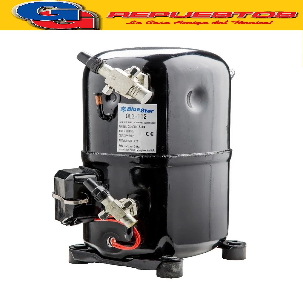 MOTOCOMPRESOR BLUESTAR 4 HP-M22-QR390-6700 FRIGORIAS  TRIFASICO PARA R22 DE MEDIA TEMPERATURA